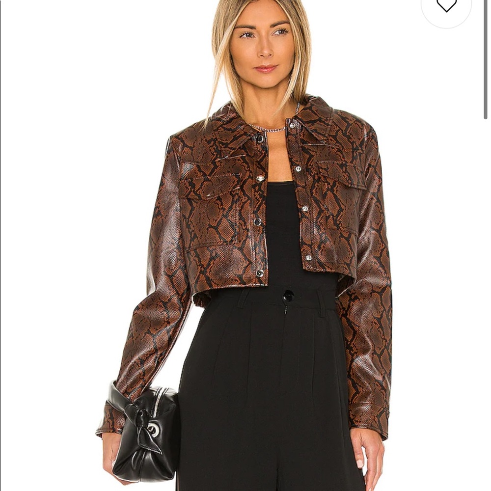 Revolve h:ours brown snake print crop top jacket